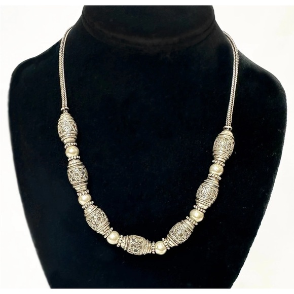 Vintage Sterling Silver Egyptian Necklace 925 63g - Picture 1 of 11